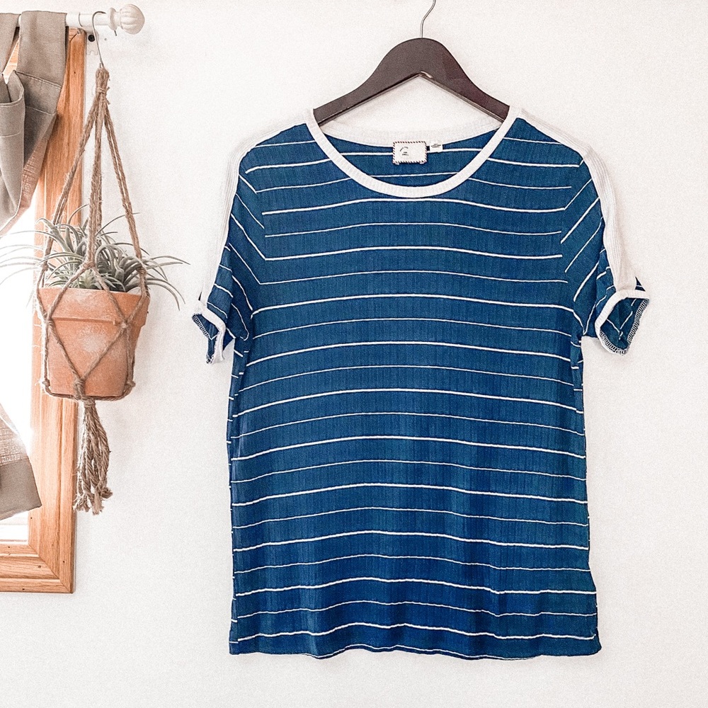 Anthropologie Postmark Blue Stripe Morgan Tee